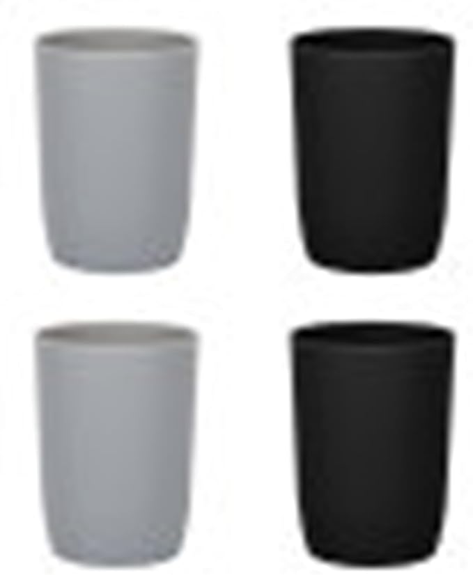 Topsky 4pcs Bathroom Tumbler Toothbrush Cup Plastic Tumblers Water Tumbler Reusable Drinkware, Mouthwash Cup, Black