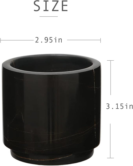 Natural Smooth Real Marble Toothbrush Holder for Bathroom & Countertops Organizer Makeup Brush Holder Black