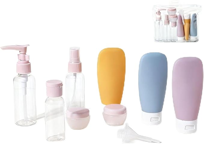 11pcs Travel Bottles for Toiletries, TSA Approved Travel Size Toiletries Containers Kit, Leak Proof Squeezable Travel Toiletry Liquid Bottles, Refillable Containers for Shampoo Conditioner Lotion