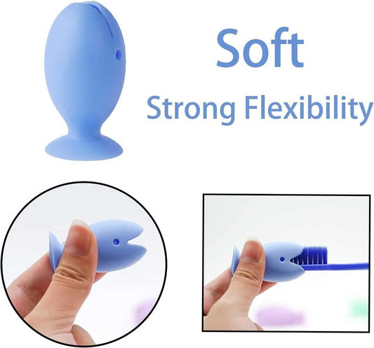 Standing Tooth Brush Cover Cap Stand, 2023 New Portable Travel Toothbrush Head Cover Protector, Premium Cute Fish Shape Silicone Suction Cup Toothbrush Holder for Shower(Pink-6PCS)