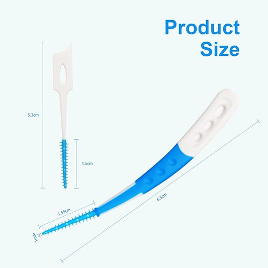 Dental Picks for Teeth Cleaning Health,300 Count Dual-Use Toothpicks,144 Count Angled Disposable Interdental Brushes,Blue