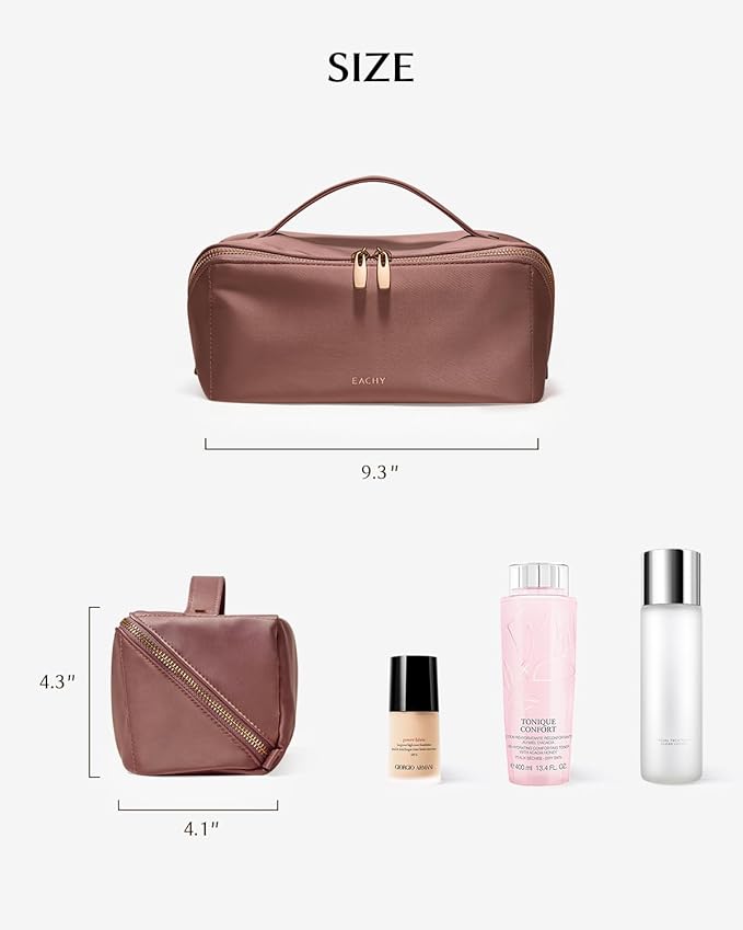 EACHY Travel Makeup Bag,Large Capacity Cosmetic Bags for Women,Waterproof Portable Pouch Open Flat Toiletry Bag Pattern Makeup Bag