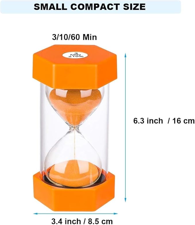 Sand Timer 10 Minute Hourglass Timer: Plastic Sand Clock 10 Minutes, Large Orange Sand Watch 10 Min, Colorful Hour Glass Colorful Sandglass Timer for Kids, Games, Classroom, Kitchen, Decoration