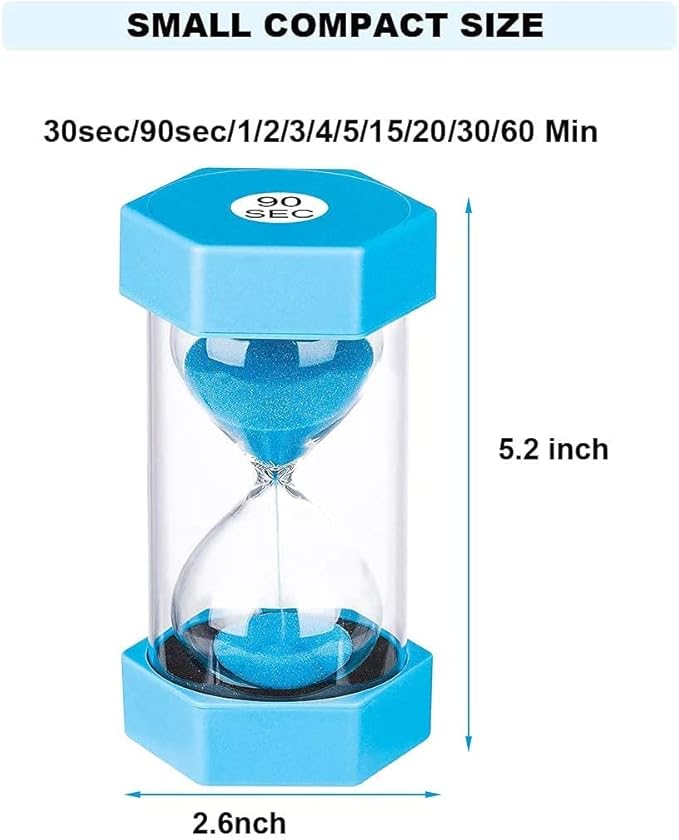 Sand Timer 2 Minute Hourglass SuLiao, Large Colorful Plastic Sand Clock 2 Min Sand Watch Sandglass for Kids, Games, Decor, Kitchen, Classroom, Toothbrush Timer Blue