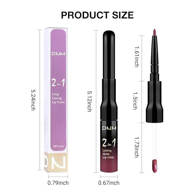 1Pcs 2 in 1 Rose Plum Matte Lip Liner and Liquid Lipstick Stain Makeup Set for women, Rose Long Lasting Smudge Proof Lip Tint Matte Finish Lip Gloss for All-Day Color Hold Easy to Use 28#