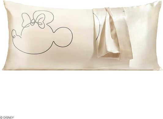 Kitsch & Disney Minnie Mouse Satin Pillowcase with Zipper Softer Than Silk, Cooling Pillow Case for Hair & Skin, Wrinkle-Free, Machine Washable, King Size (19x36)