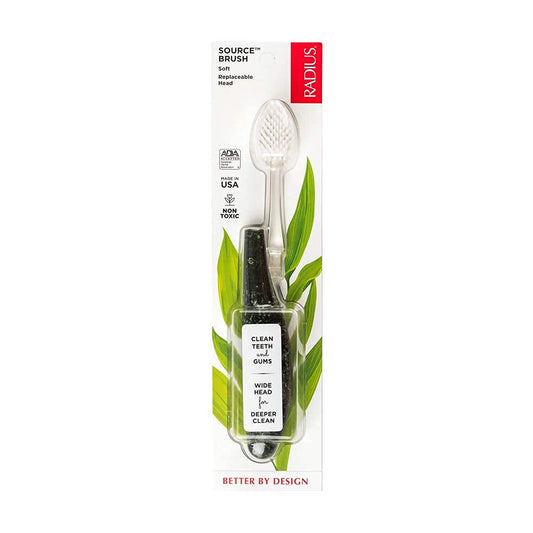 RADIUS Toothbrush Source Floss Brush BPA Free & ADA Accepted Improve Gum Health & Reduce Gum Issues - Soft - Money - Pack of 1