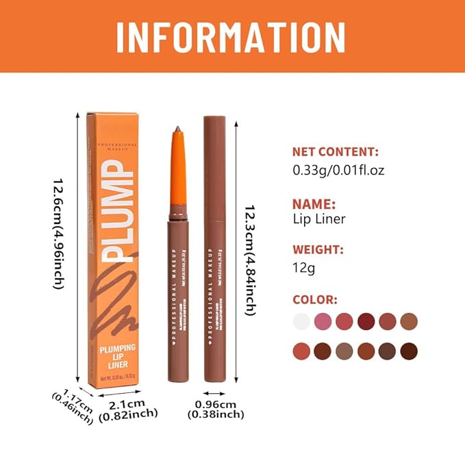 Matte Lip Liner Pencil for Shaping Lips, Retractable Creamy Brown Crayon LipLiner Pencil, Long Lasting Waterproof Lipstick Lip Liner Makeup, Vegan Beauty 10#