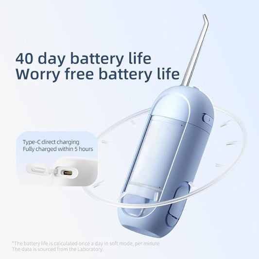 Water Flosser - Waterproof Portable for Teeth ,Water Dental Flosser Portable Cordless Oral Irrigator 3 Modes 6 Flossing Nozzles, Compact & Light for Travel (Blue)