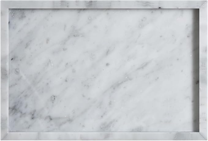 Large Bathroom Vanity Tray, Real Natural Marble Sink Tray 12 Inch, Carrara White Stone Toilet Tank Trays, Modern Dresser Trays, Countertop Organizer for Kitchen Counter, Soap Dispenser