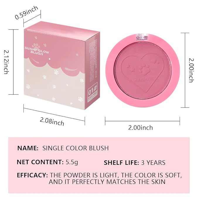 Matte Blush Powder for Cheeks, Cruelty Free Makeup – Long Lasting Natural Face Blusher Makeup, Lightweight Blendable Cheek Color Palette for Women All Skin Tones - #02 Rose Pink