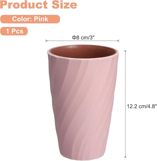 uxcell Toothbrush Cup Portable Mouthwash Cup Reusable Toothbrush Holder Organizer Bathroom Tumbler Cup 370ml for Home Bathroom Travel, Pink