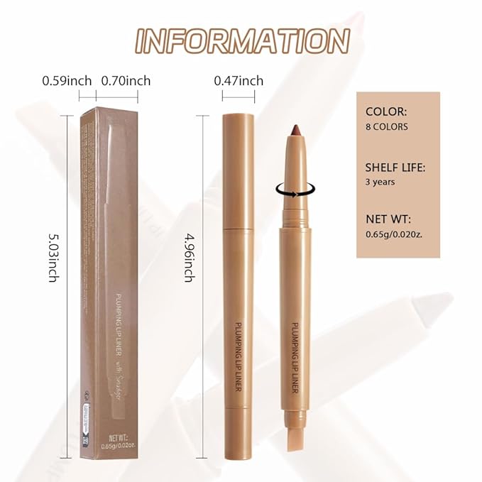 Matte Lip Liner Pencil, Long-Lasting Creamy Formula with Silicone Smudger, Waterproof Non-Staining Crayon for Lip Contouring, Plump Define Sculpting 06#