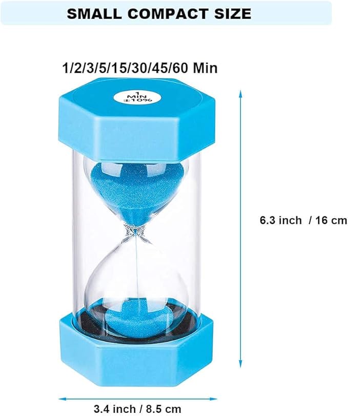 SuLiao 15 Minute Sand Hourglass Timer: Plastic Sand Clock 15 Minutes, Large Blue Sand Watch 15 Min, Hour Glass Colorful Sandglass Timer for Kids, Games, Classroom, Kitchen, Decoration