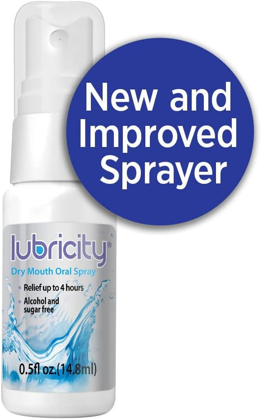 Lubricity Dry Mouth Oral Spray for Symptomatic Relief of Dry Mouth, Flavorless - .5 oz, Travel Size