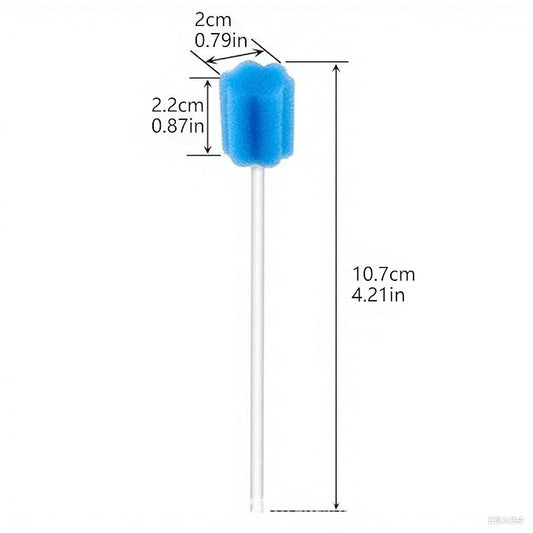 100Pcs Disposable Mouth Sponge Swabs Elderly Kids Adults Tooth Mouth Cleaning Individually Wrapped (Blue)