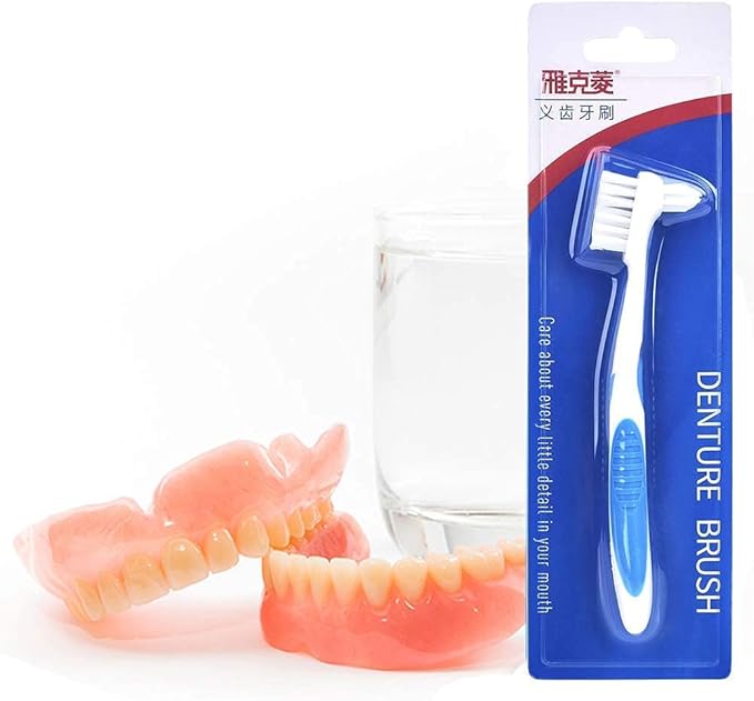 Y-Kelin Denture Retainer Cleaner Kit, Denture Cleaning Case with Denture Brush (Blue)