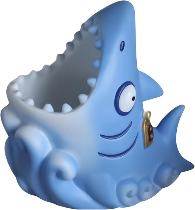 Bathroom Shark Accessories | Cute Resin Toothbrush Holder | Compact Bathroom Storage Organizer | for Kids Boys Girls Adults Home Sink Countertop Kitchen Washroom Decoration