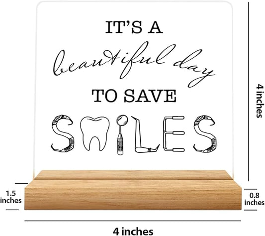 Dentist Gift Dentist Appreciation Gifts Dentist Graduation Gift for Men Women Dental Assistant Week Gifts Dental Gifts for Coworkers Dental Office Decor Acrylic Sign 4 x 4 inch