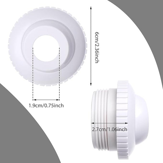 3 Pieces Pool Jet Nozzles, 3/4" Directional Flow Eyeball Inlet Jet, Swimming Pool Return Jet Replacement Parts Fittings Spa with 1-1/2 Inch MIP Thread Pool Accessories for Cleaning White