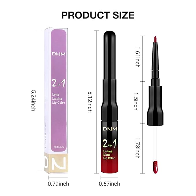 1Pcs 2 in 1 Fire Red Matte Lip Liner and Liquid Lipstick Stain Makeup Set for women, Fire Red Long Lasting Smudge Proof Lip Tint Matte Finish Lip Gloss for All-Day Color Hold Easy to Use 64#
