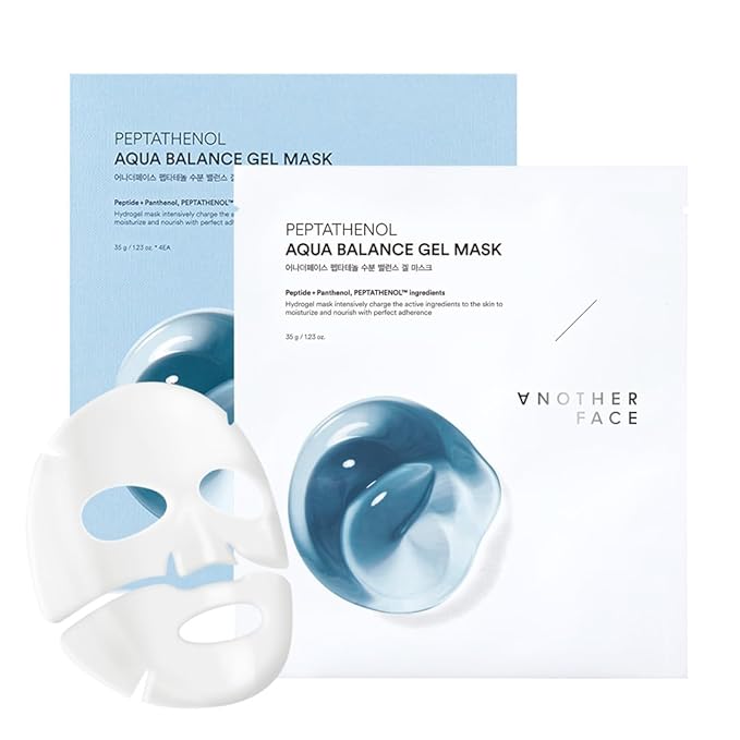 ANOTHERFACE PEPTATHENOL™ Aqua Balance Mask 4pcs, Overnight Deep Hydrating Hydrogel Mask Pack, Korean skin care, Pore Minimizing, Lifting & Firming, Non-irritation, Vegan, Korean Skin Care