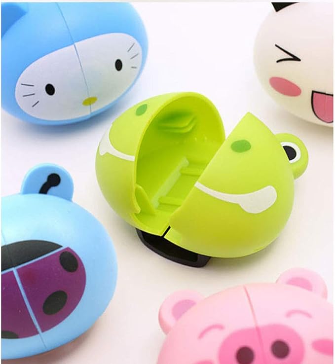 Kids Cartoon Animal for Head Shaped Toothbrush Holder Cover Two Suction Cup