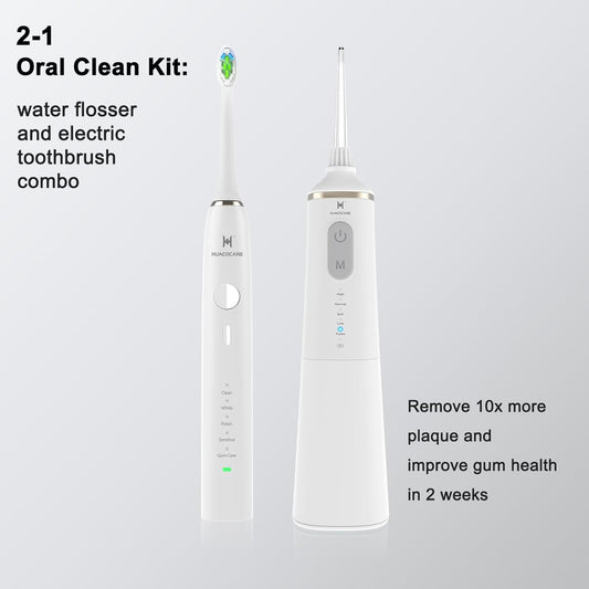 Upgraded Model Water flosser and Electric Toothbrush Combo-5 Brushing & Flossing Mode-Game-Changer for Your Oral Care Routine.2-in-1 Oral Clean Kit-for Teeth Cleaning and Gum Health(White)