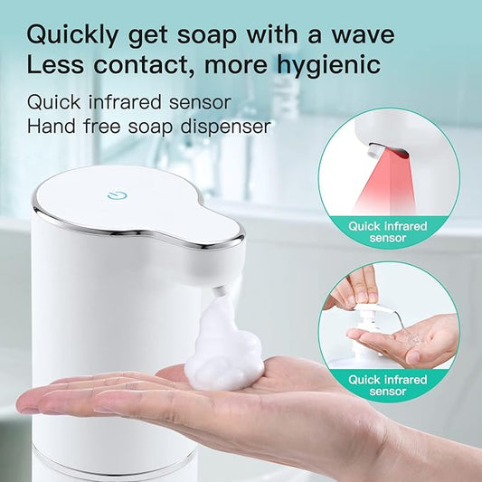 LAOPAO Soap Dispenser, Automatic Foaming Hand Soap Dispenser Touchless Rechargeable Bathroom Countertop Soap Pump for Kids Xmas Gift 300ml