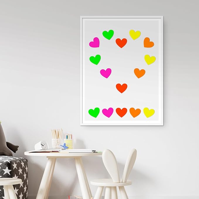 YSHIHE Fluorescent Heart Stickers, 1650 Pieces, Neon Colors, 3/4 Inch Mini Labels, 55 Sheets for Party, Gift Packaging, Decorating