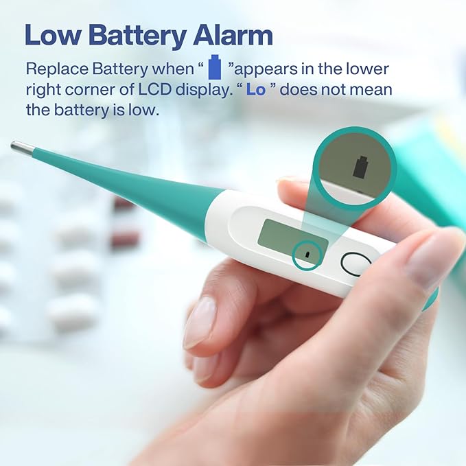 Boncare 10 Seconds Digital Thermometer for Adults and Kids - Accurate & Safe Rectal Thermometer for Baby with Fever Alarm, Oral Thermometer (Clear Blue)