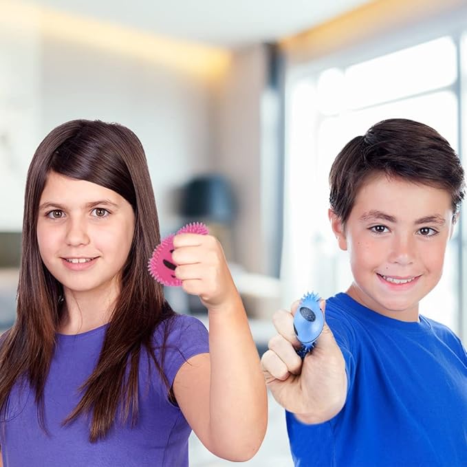 ArtCreativity Mini Tooth Puffers, Set of 24, Squeezy Toys for Kids with Soft Spikes, Sensory Fidget Toys for Stress Relief in Assorted Colors, Goodie Bag Stuffers, and Dentist Office Giveaways