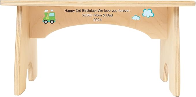Step Stool for Toddlers- Personalized Wood Kids Step Stool with Name for Kitchen Sink, Bathroom, Potty Training, Toilet, Kitchen Sink- Sturdy and Safe- Made in USA by BloomOwl (Transportation)