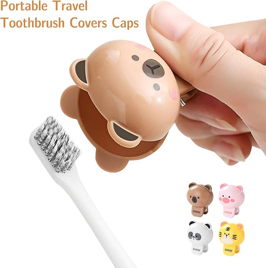 4 Pack Cartoon Tooth Brush Covers – Portable Travel Toothbrush Covers Caps|Toothbrush Cover for Manual & Electric|Suitable for Travel,Camping and Daily Use