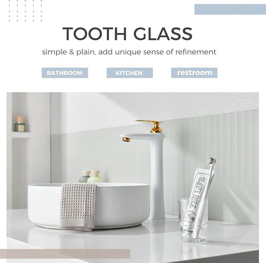 Bathroom Glass Cup, Aomasi Transparent Toothbrush & Toothpaste Holder, Mouthwash Tumbler Cup Drinking Mug Glassware