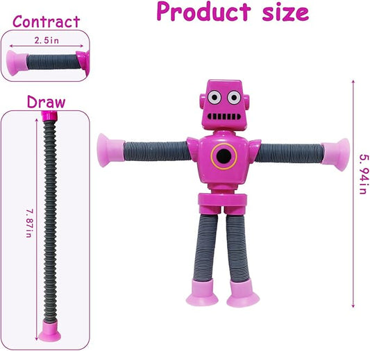 32 PCS Suction Cup Robot Toy,Shape Changing Telescopic Pop Tubes Autism Sensory Toy Kids Girls Boys Toddlers Adult,Funny Robot Action Figure Bendable Fidget Toy Gift Birthday Party Favors Christmas