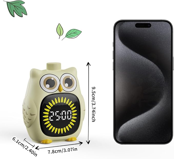 Visual Timer for Kids White Owl Kids Timer Visual 99 Minute Visual Countdown time for Classroom Home Silent Management Time with Pause for Studing Playing and Chores