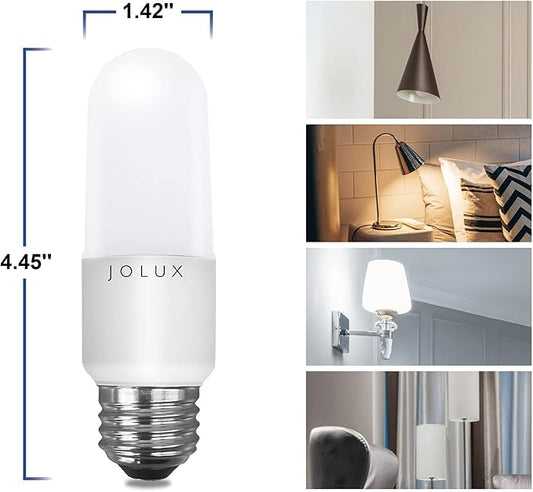 Jolux LED Stick Light Bulbs, Enclosed Fixture Rated, 60W Equivalent, 3000K Warm White,800 Lumen,Medium Screw Base E26 led Bulbs,Non-Dimmable,6 Count (Pack of 1)…