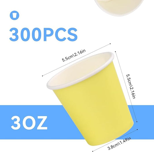 300 Pack 3oz Yellow Paper Cups,Mouthwash Cups, Disposable Bathroom Cups,Small Paper Cups 3oz Ideal for Bathroom,Supermarket,Birthday Party,Picnic and BBQ