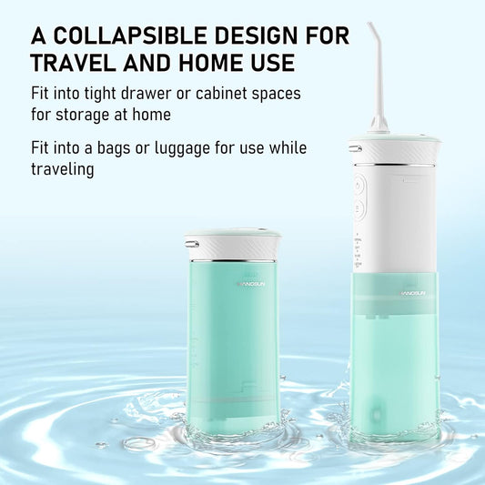 Hangsun Water Flosser Cordless Oral Irrigator Portable Teeth Cleaner HOC600 IPX7 Waterproof Electric Dental Flossers with DIY Modes 6 Jet Tips for Braces Care Travel and Home Use
