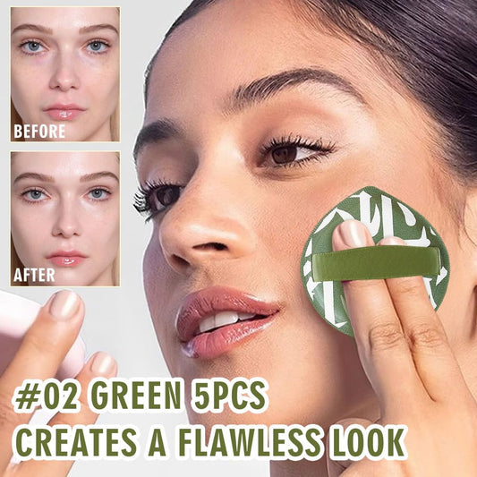 Makeup Sponge for Foundation Concealer and Powder,Latex Free Blender Sponge for Natural and Easy Makeup Soft Long Lasting Beginner-friendly,Travel Size Beauty Makeup Tools (Green XL 5 Pcs)
