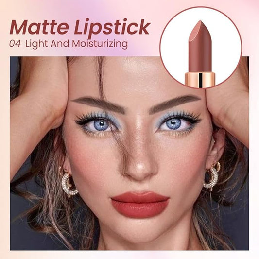 Rose Red Lip Stick,Matte Cream Lipstick Set for Women,Long Lasting Waterproof Smudge Proof Velvet lipsticks Crayon,Lip Makeup Kit Travel Size,Vegan & Cruelty-free (Pack of 1)