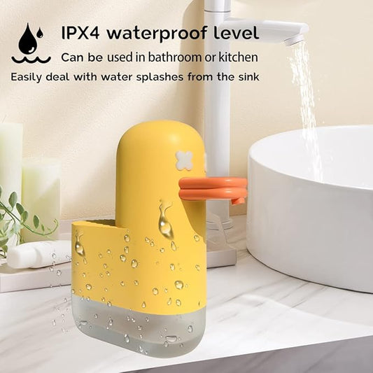 Automatic Soap Dispenser, Rechargeable Foaming Soap Dispenser, IPX4 Waterproof, Bubble Duck Soap Dispenser for Kids, Foam Sanitizer Dispenser for Kitchen, Bathroom, Restaurant, Office(350Ml,12Oz)