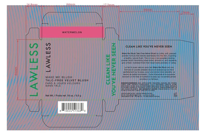 LAWLESS Women's Make Me Blush Talc Free Velvet Blush, Watermelon, Pink, 0.18 Ounce