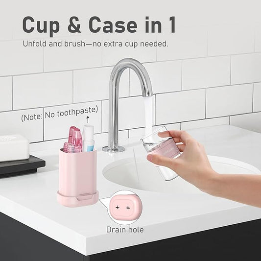 Toothbrush Case Kit Portable Folding Tooth Brush Holder for Travel and Toothpaste Cover Container with Mouthwash Cup, Compact Oral Clean Tools Organizer for Camping, Trips, School, Home (1Pack)