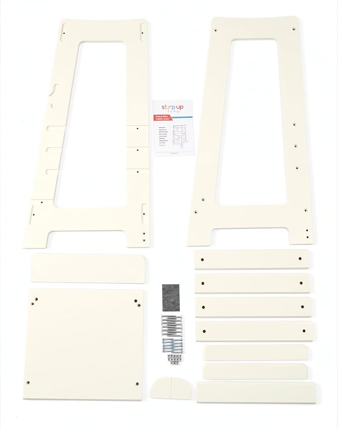 Stepup Baby Toddler Step Stool - Adjustable Height Kids Helper Step Stool, Durable, Non-Slip Platform for Bathroom Sink & Kitchen Counter, Toddler Tower for Exploration and Growth - White