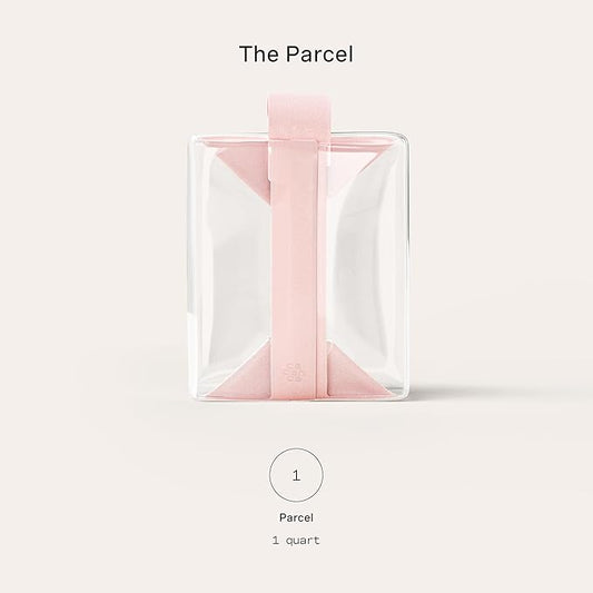 Cadence Parcel - Clear Kit with Magnetic Closure - Durable and Leak-Resistant Travel Toiletry Kit - TSA-Compliant & Modular Design - Hygiene Bag for Travel Essentials - 1 Qt - Rose