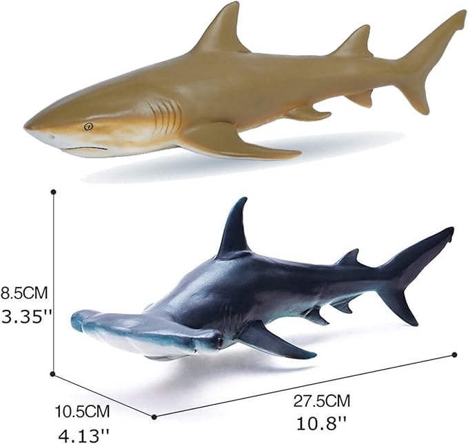 Gemini&Genius Hammerhead Shark for Kids Swimming Pool Beach Bathing Toys Soft Rubber Realistic Sea Animal Shark Marine Animal World Lemon Shark Action Figure