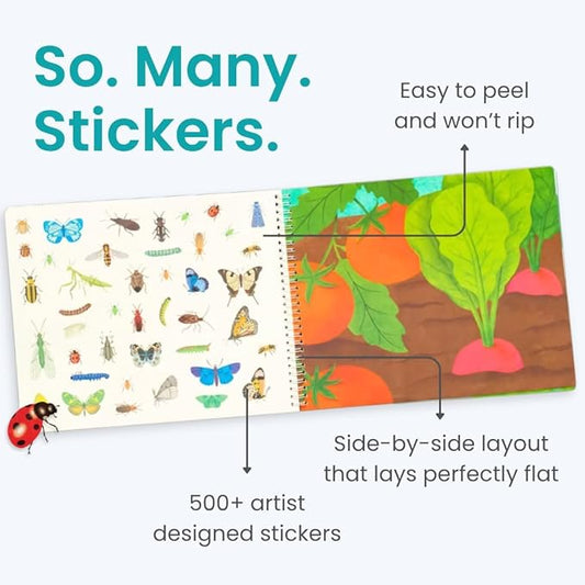 Cupkin Hello Bugs Sticker Book Activity for Kids, Toddler Airplane Travel Essentials, 500+ Bugs Stickers for Kids + 12 Scenes + 12 Coloring Book Pages, Bug Lover Gift, Children's Crafts Ages 2-8