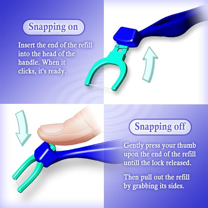 T.Smile Evolutionary Clean Dental Flossers, Kit of Refills Plus Long Handle (1 Handle + 100 Refills)